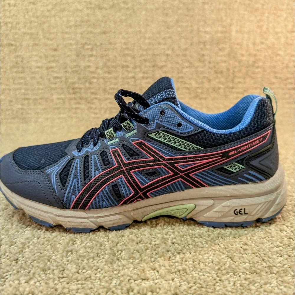 Asics Shoes Gel Venture 7 Womens Running Sneakers Blue Pink D12A476